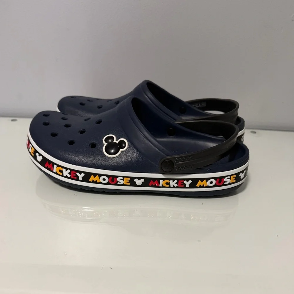 CROCS Navy Mickey Mouse Clogs Men 10/ Women 12 - Picture 5 of 8